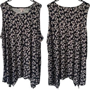LOGO LAYERS BY LORI GOLDSTEIN Printed Sleeveless Tunic Size 4X Casual Stretch